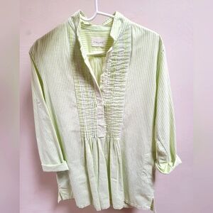 Anthropologie TYLHO Citron and White Striped Tunic Top or Mini Dress